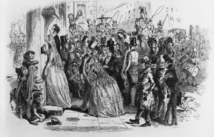 教会から帰宅、チャールズディケンズによる「ドンビーと息子」のイラスト、1848年に初公開